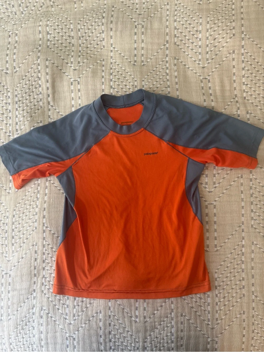 Patagonia Kids Orange & Gray Short Sleeve Rashguard